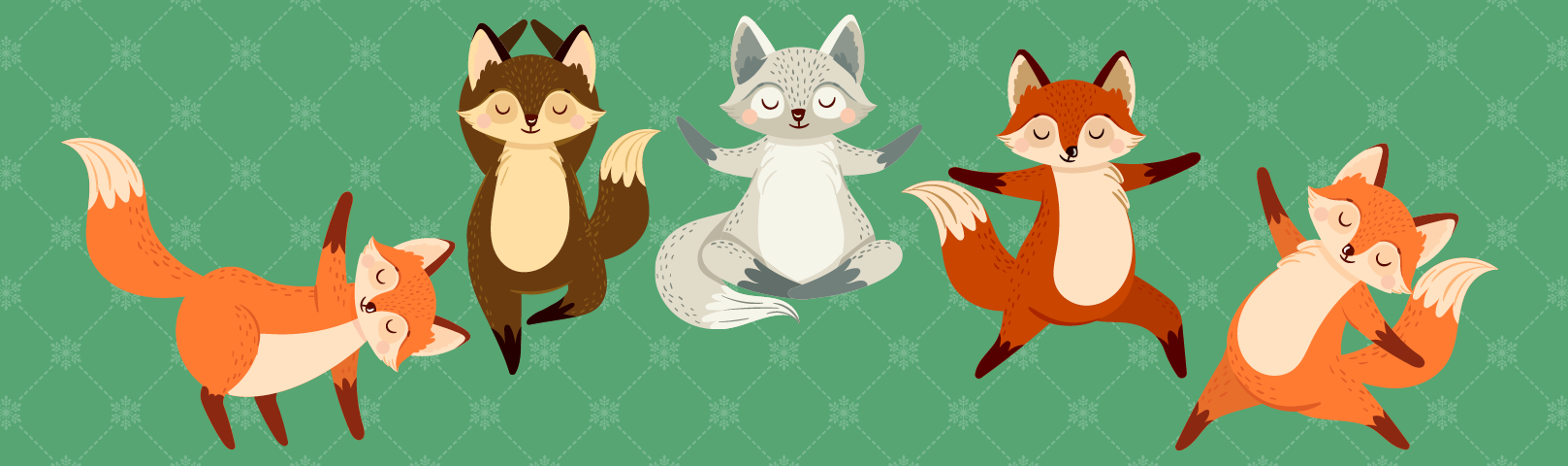 Cute illustrated foxes doing yoga
